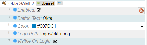 Okta SAML2 Provider Menu